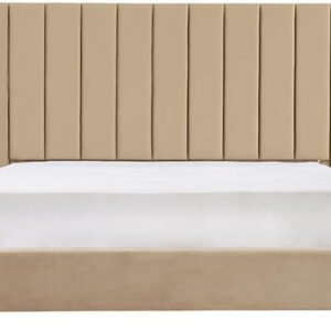 Karnak Crum Upholstered Velvet Bed - Khaki, Super King: 200 x 200cm