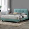 Karnak Estorn Upholstered Velvet Bed - Steel Teal, King: 180 x 200cm