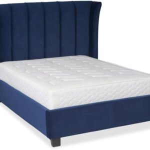 Karnak Ottoman Tufted Upholstered Velvet Bed - Police Blue, Super King: 200 x 200cm