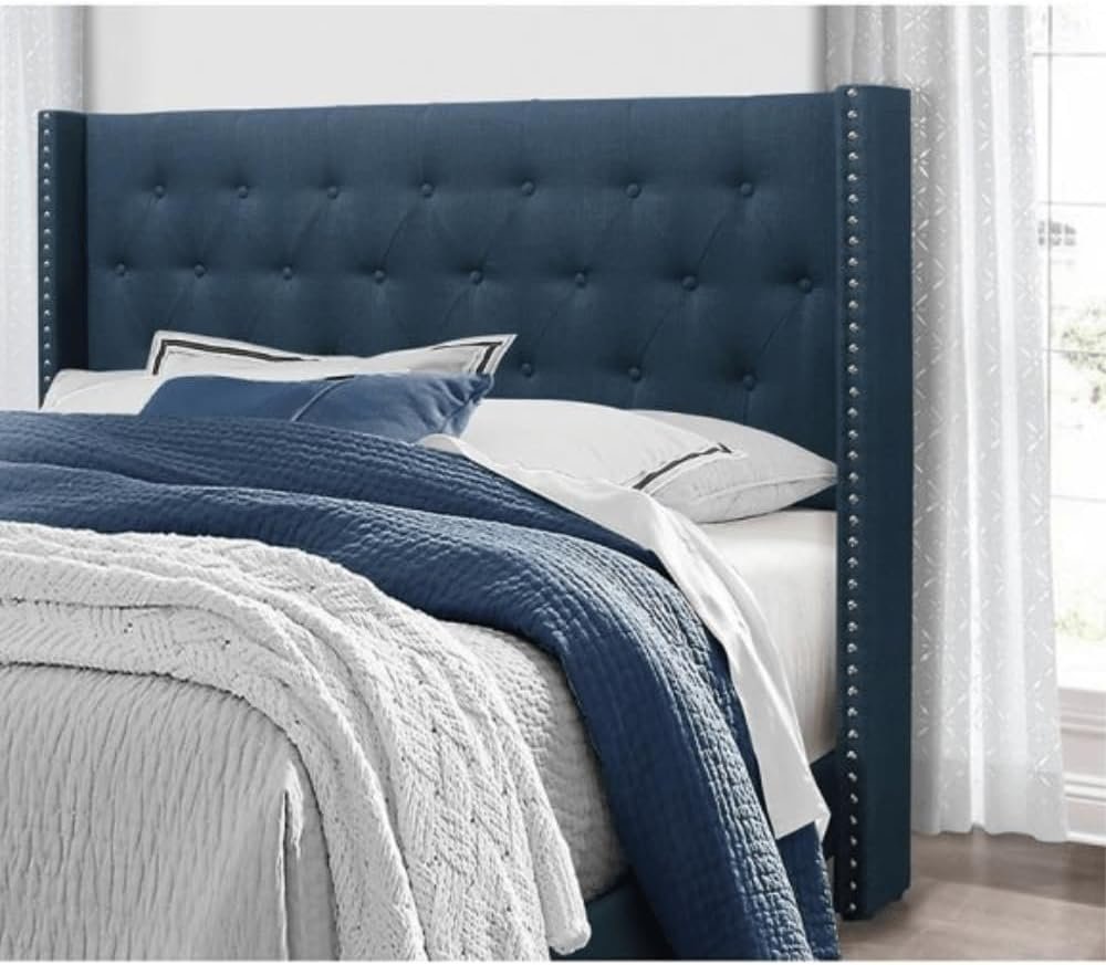 Karnak Magnus Upholstered Linen Bed - Police Blue, Super King: 200 x 200cm - Image 2