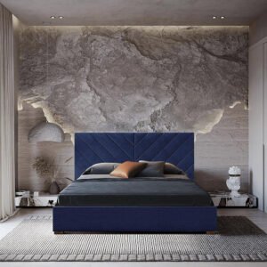 Karnak Syla Upholstered Linen Bed - Space Cadet, Super King: 200 x 200cm