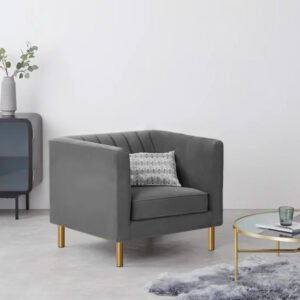Karnak Drove 1 Seater Velvet Sofa – Grey
