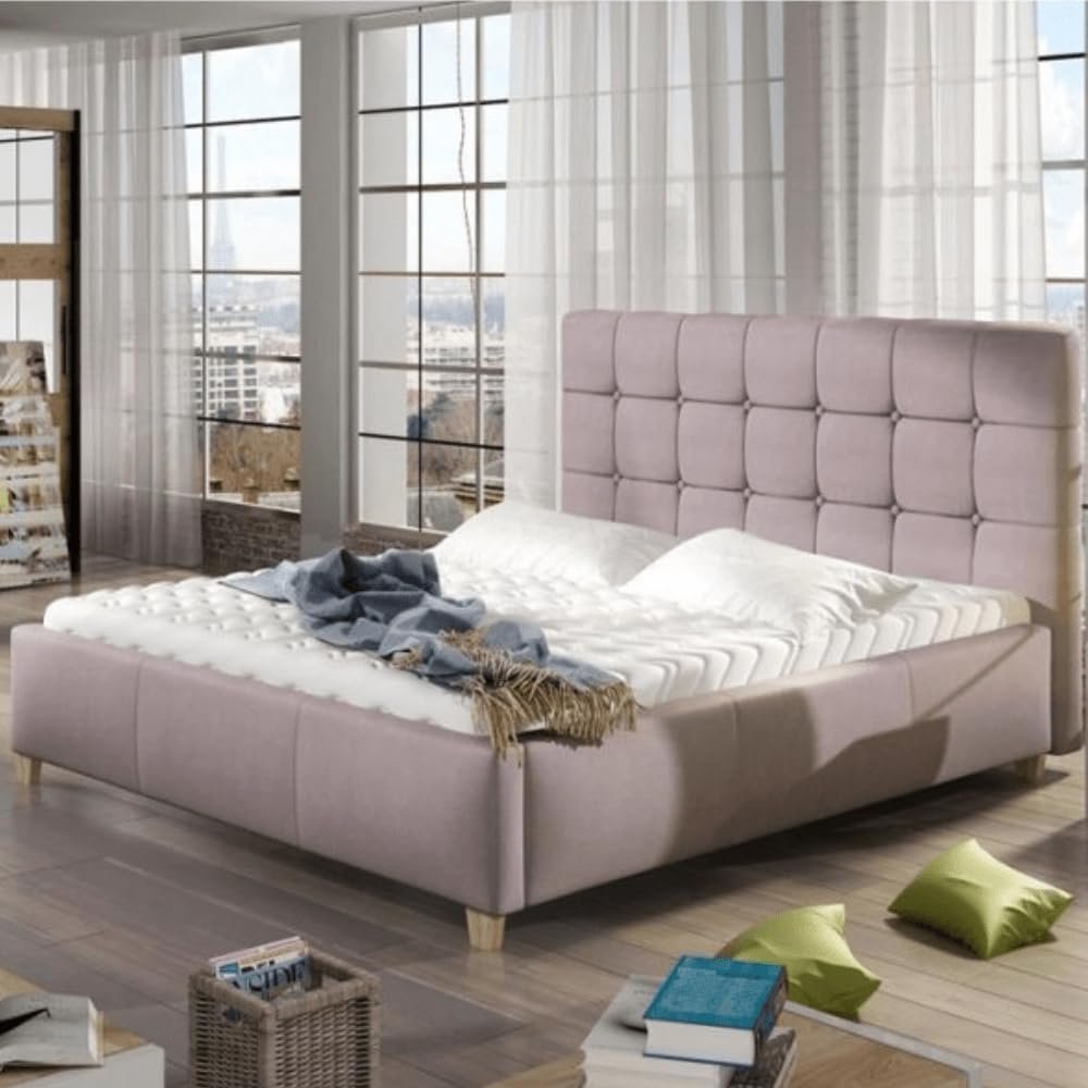 Karnak Finley Tufted Upholstered Velvet Bed - Rosy Brown, King: 180 x 200cm