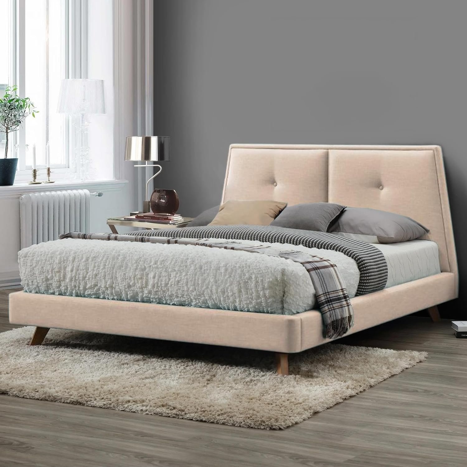 Karnak Estorn Upholstered Velvet Bed - American Silver, Super King: 200 x 200cm - Image 3
