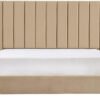 Karnak Crum Upholstered Velvet Bed - Khaki, Twin: 120 x 200cm
