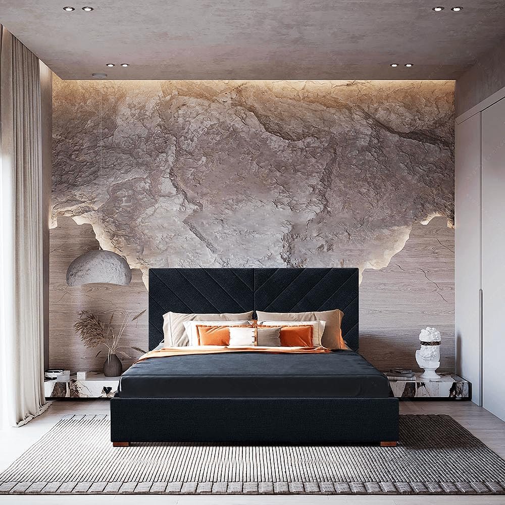 Karnak Syla Upholstered Linen Bed - Space Cadet, Twin: 120 x 200cm - Image 3