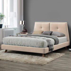 Karnak Estorn Upholstered Velvet Bed - Dark Vanilla, Twin: 120 x 200cm