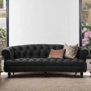 Karnak Dint Rolled Arm 3 Seater Sofa – Black