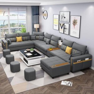 Karnak Kristel 7 Seater Sectional Sofa – Dark Grey