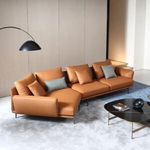 Karnak Melon 3 Seater Sectional Leather Sofa - Brown