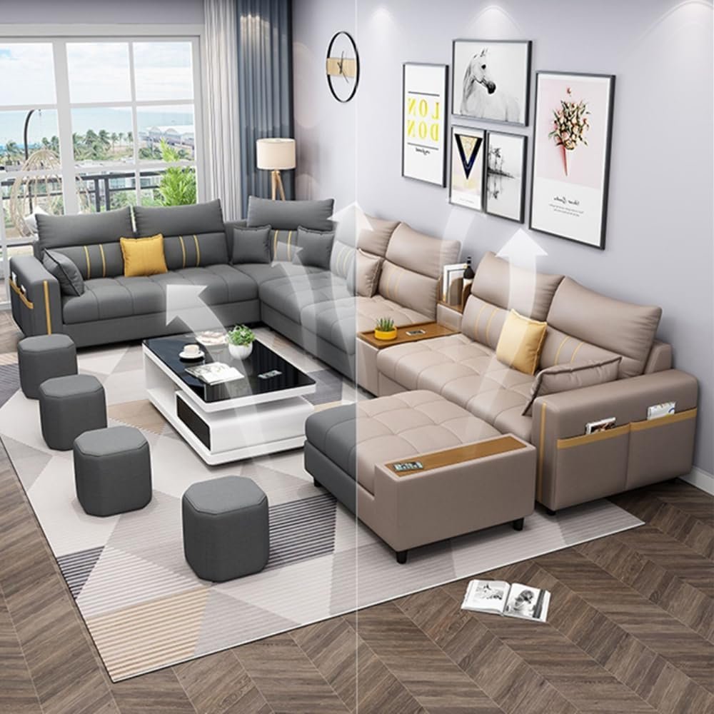 Karnak Kristel 7 Seater Sectional Sofa – Beige - Image 5