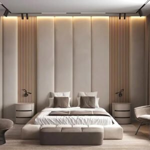 Karnak Vertical Upholstered Wall Panel Bed Luxury Modern Bed Frame for Bedroom - Twin: 120 x 200cm