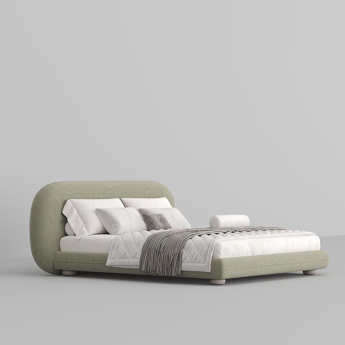 Karnak Collins Boucle Upholstery Bed - C.King (Mattress 200W x 200D) - Frame (255W x 240D x 98H), Greige - Image 6
