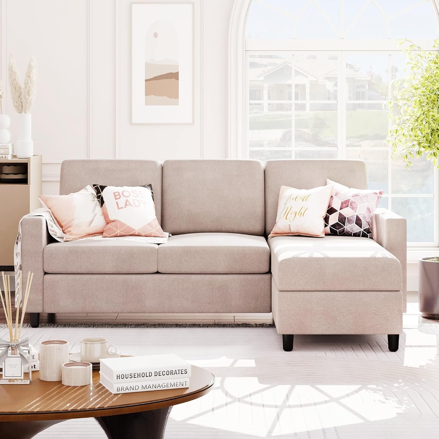 Karnak Athens 3 Seater Sectional Sofa – Light Brown - Image 3