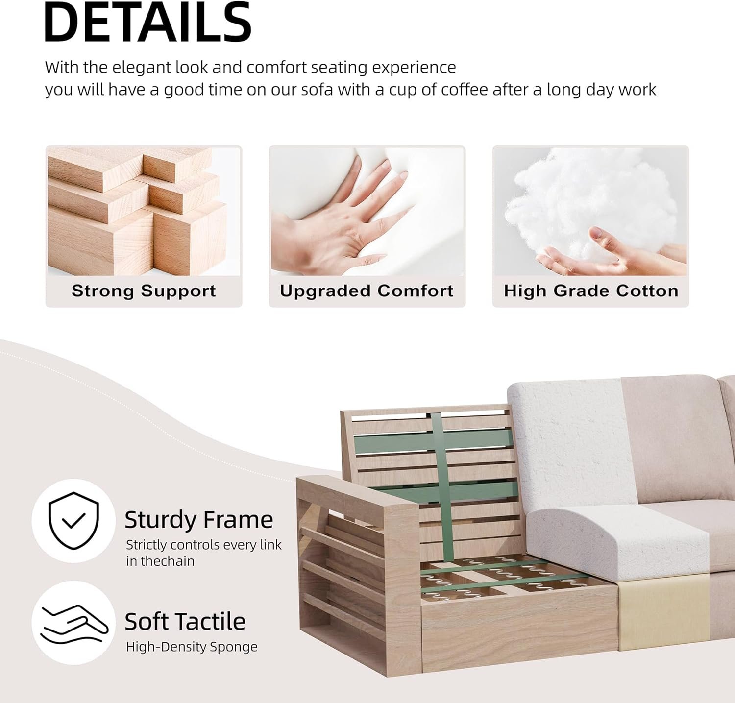 Karnak Athens 3 Seater Sectional Sofa – Light Brown - Image 6