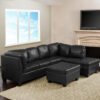 Karnak Addie 4 Seater L-Shape PU-Leather Sofa - Black