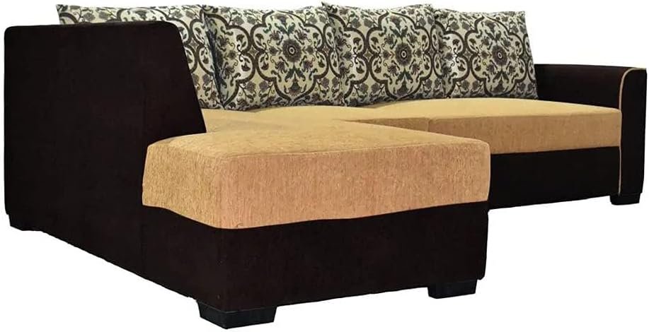 Karnak Melton 4 Seater L-Shape Linen Sofa - Brown - Image 3