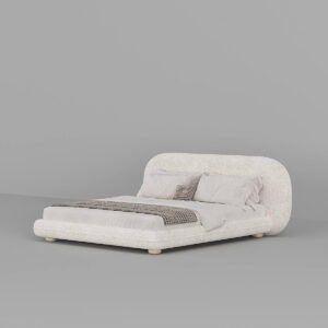Karnak Collins Boucle Upholstery Bed - C.King (Mattress 200W x 200D) - Frame (255W x 240D x 98H), White