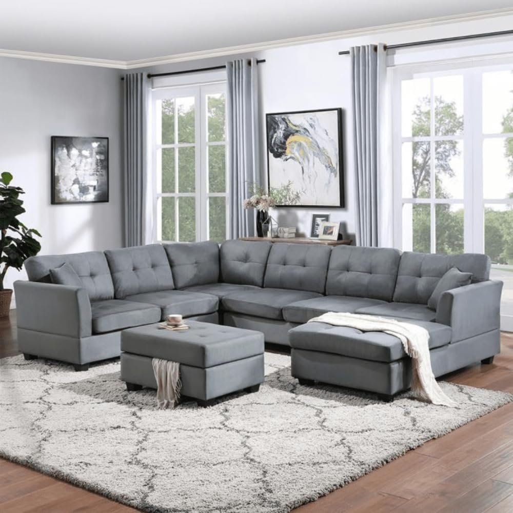 Karnak Abella 7 Seater Sectional Sofa - Grey