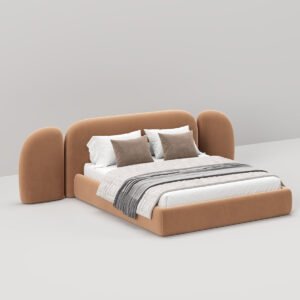 Karnak Vail Velvet Upholstery Bed - California King Bed (360x230) /Mattress Size (200Wx200D), Honey