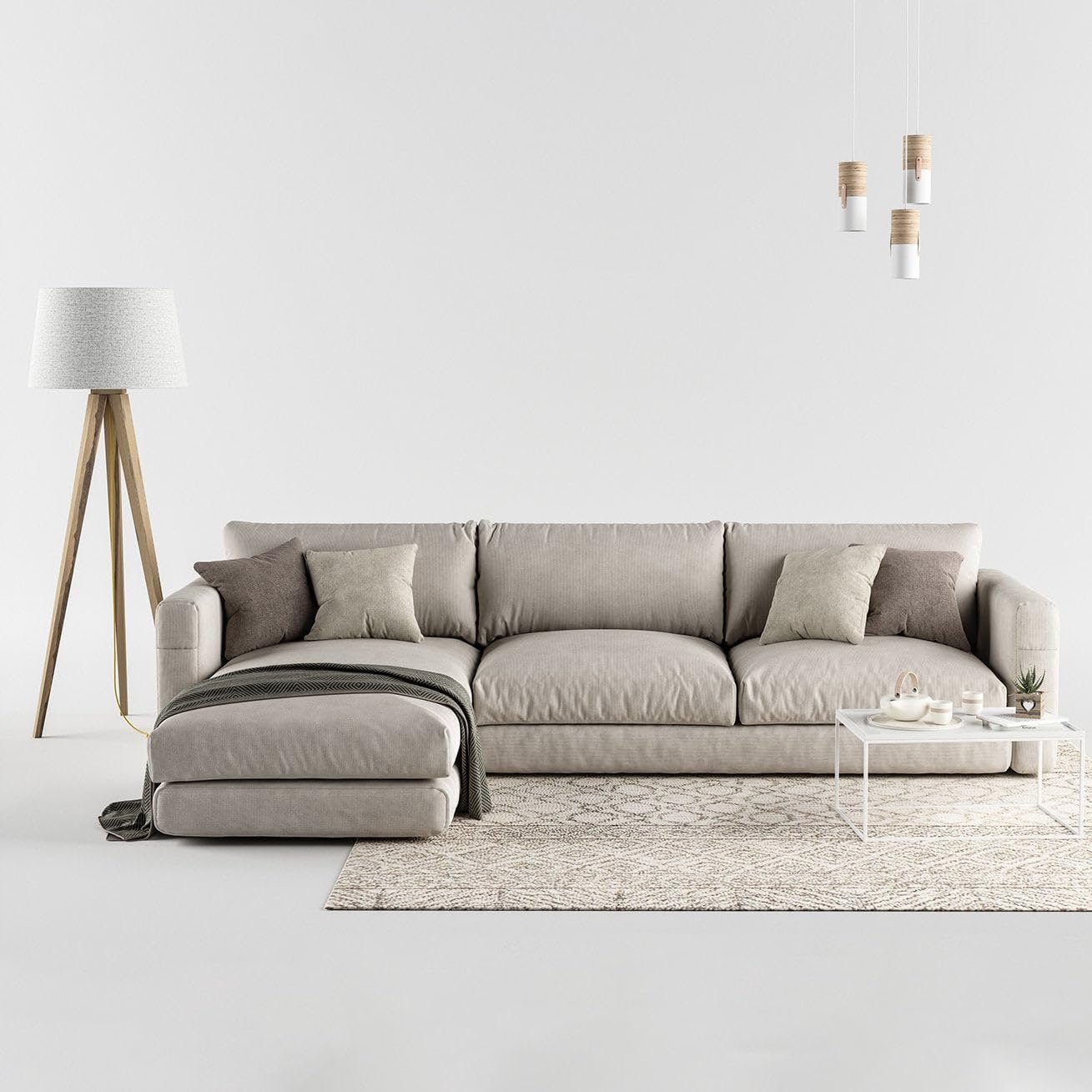 Karnak Skirted 3-Seater L-Shape Sofa - Beige - Image 3