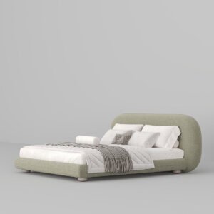 Karnak Collins Boucle Upholstery Bed - King (Mattress 180W x 200D) - Frame (235W x 240D x 98H), Lime