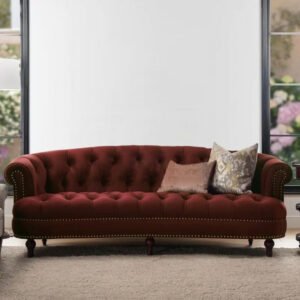 Karnak Dint Rolled Arm 3 Seater Sofa – Brown
