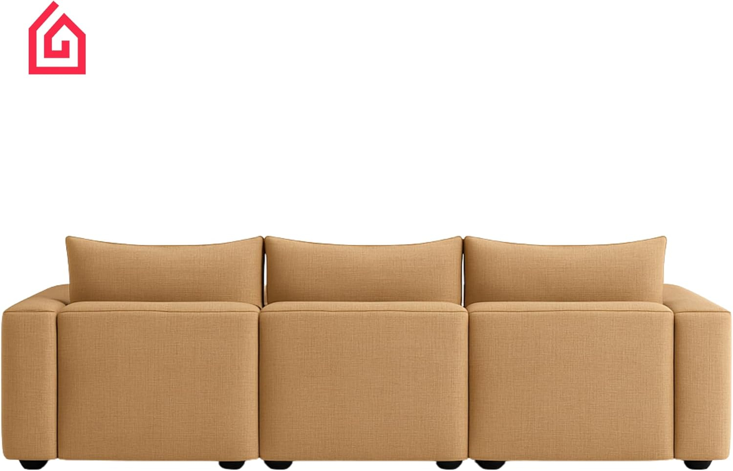 Karnak Rabia 3 Seater Sectional Sofa with Cushions | L-Shaped Sofa | Comfortable Living Room Furniture | Modern Balcony Sofa with Pillows (Camel Beige) - Image 3