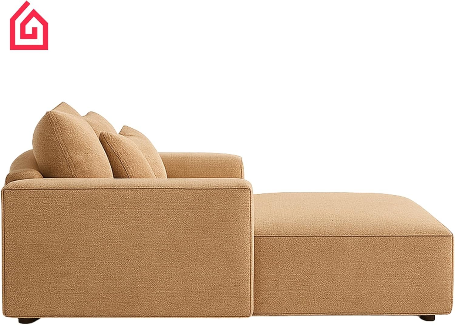 Karnak Rabia 3 Seater Sectional Sofa with Cushions | L-Shaped Sofa | Comfortable Living Room Furniture | Modern Balcony Sofa with Pillows (Camel Beige) - Image 4