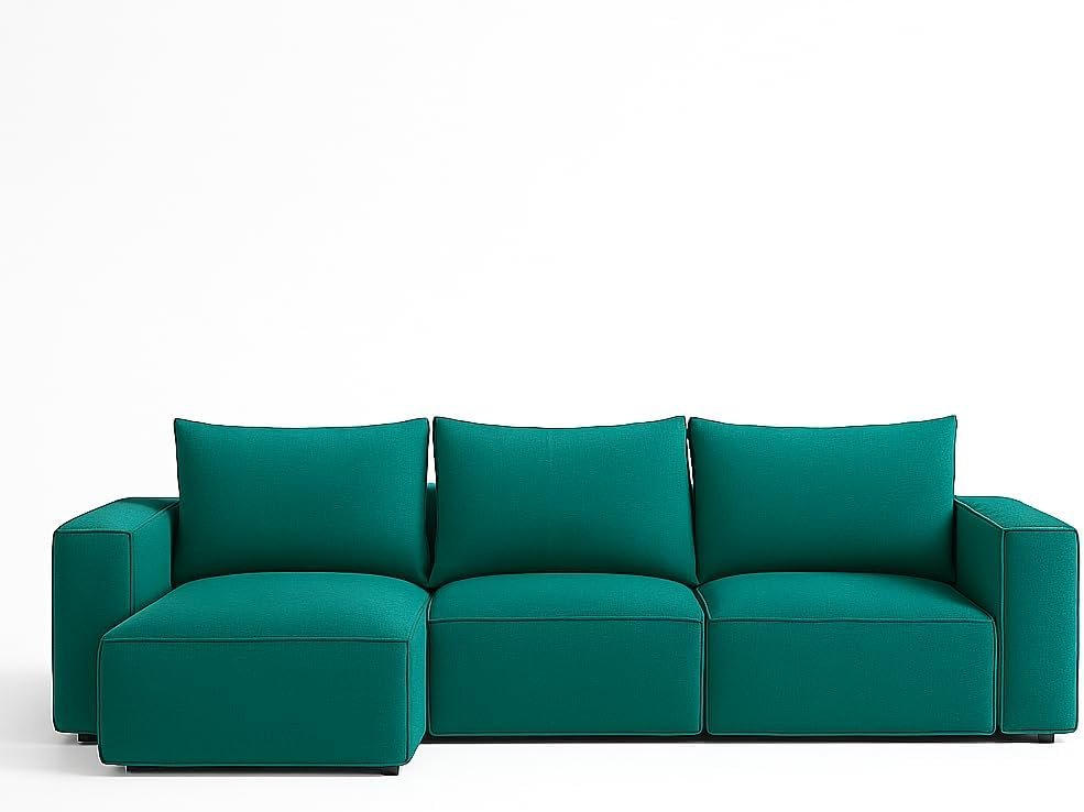 Karnak Rabia 3 Seater Sectional Sofa with Cushions | L-Shaped Sofa | Comfortable Living Room Furniture | Modern Balcony Sofa with Pillows (Camel Beige) - Image 9