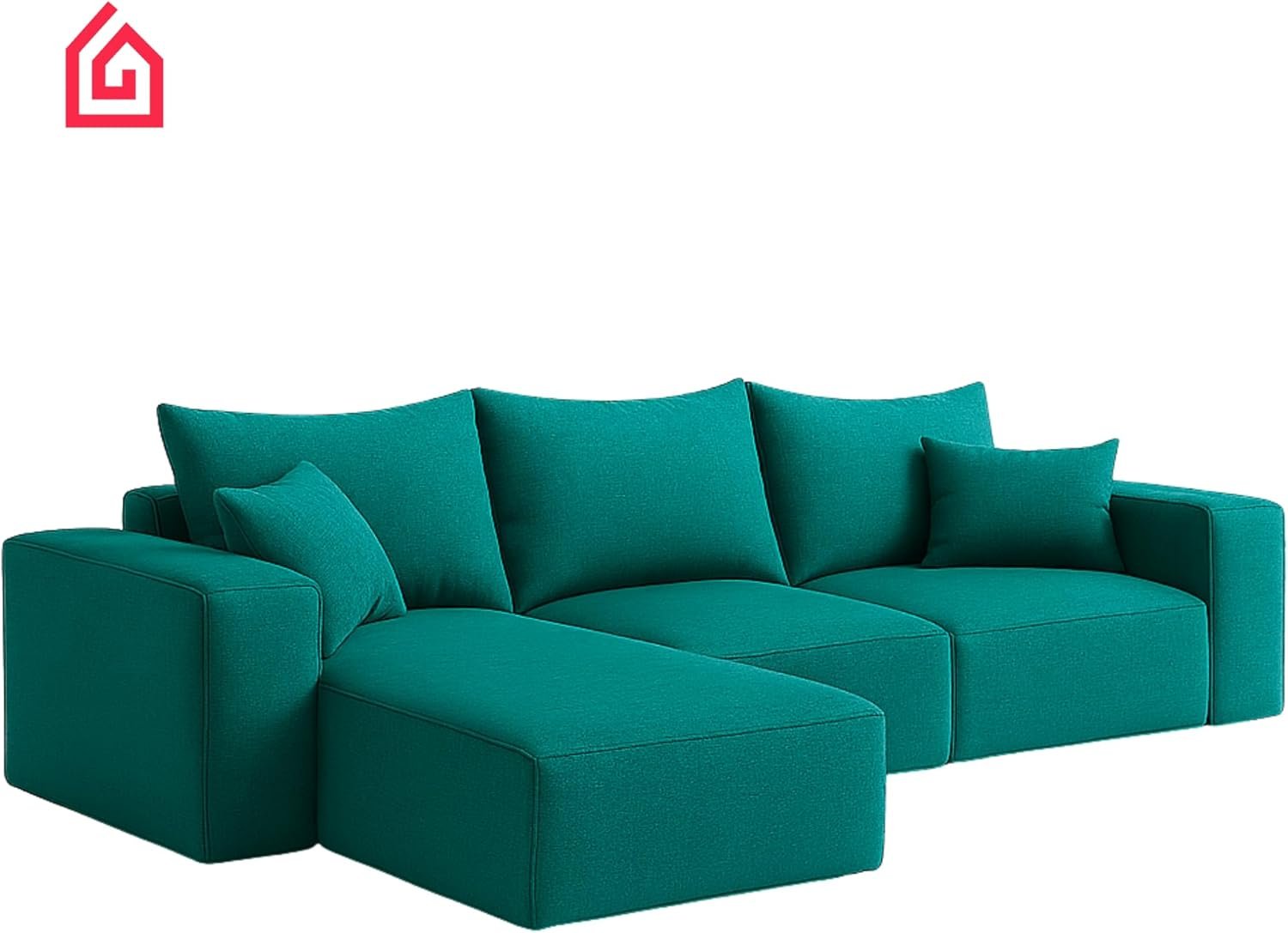 Karnak Rabia 3 Seater Sectional Sofa with Cushions | L-Shaped Sofa | Comfortable Living Room Furniture | Modern Balcony Sofa with Pillows (Camel Beige) - Image 12