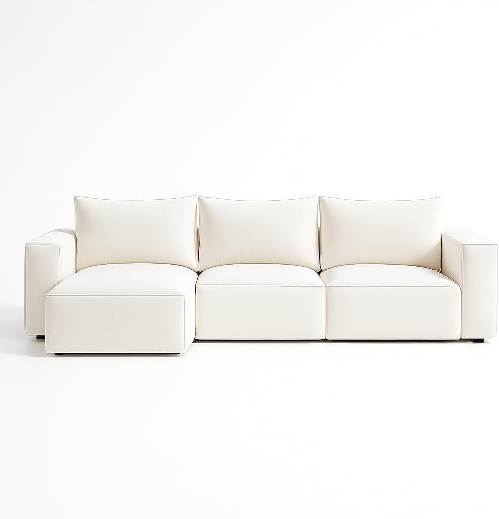 Karnak Rabia 3 Seater Sectional Sofa with Cushions | L-Shaped Sofa | Comfortable Living Room Furniture | Modern Balcony Sofa with Pillows (Camel Beige) - Image 16