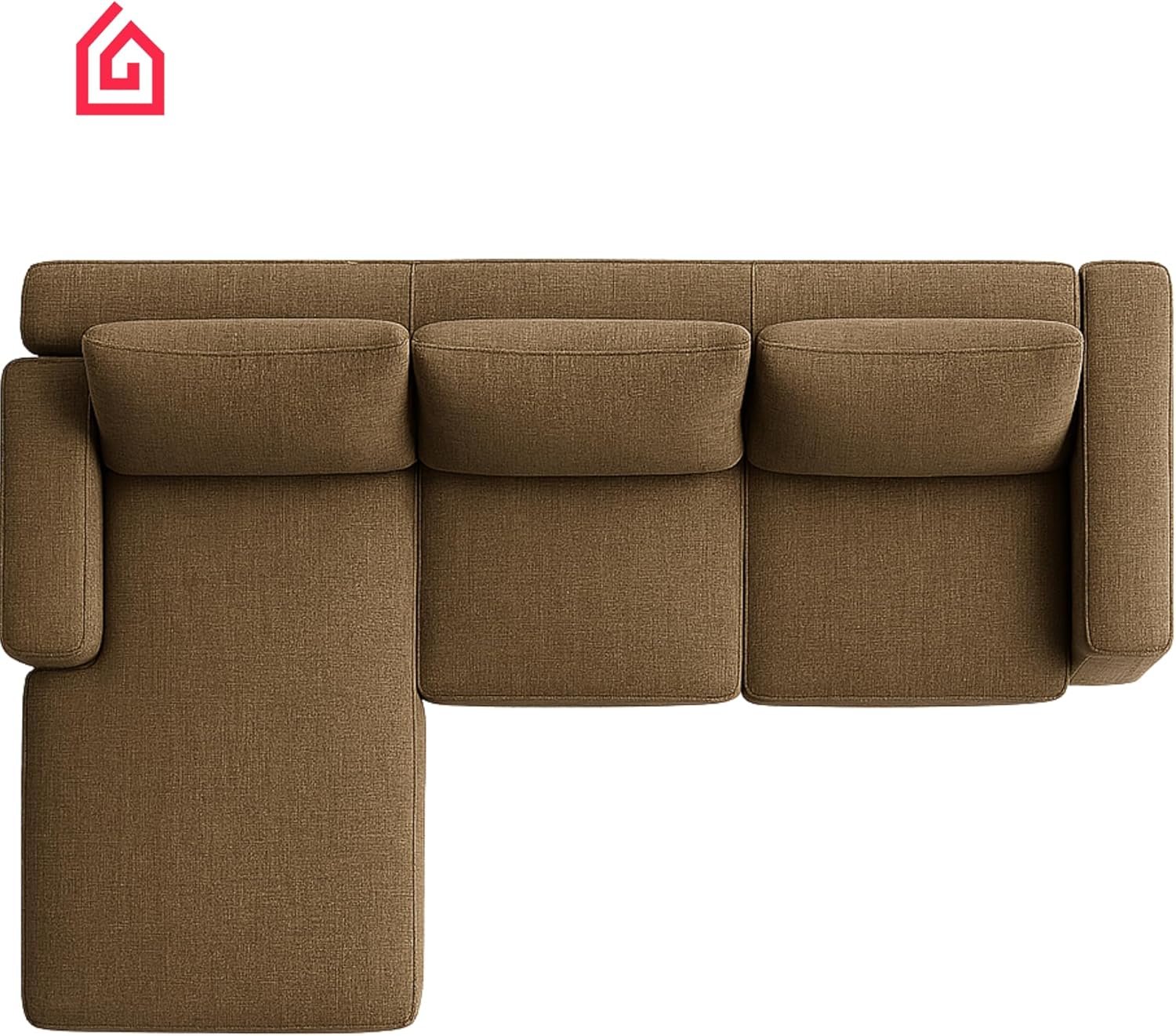 Karnak Rabia 3 Seater Sectional Sofa with Cushions | L-Shaped Sofa | Comfortable Living Room Furniture | Modern Balcony Sofa with Pillows (Camel Beige) - Image 25