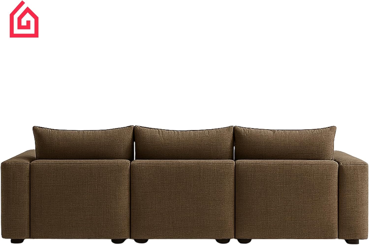 Karnak Rabia 3 Seater Sectional Sofa with Cushions | L-Shaped Sofa | Comfortable Living Room Furniture | Modern Balcony Sofa with Pillows (Camel Beige) - Image 26