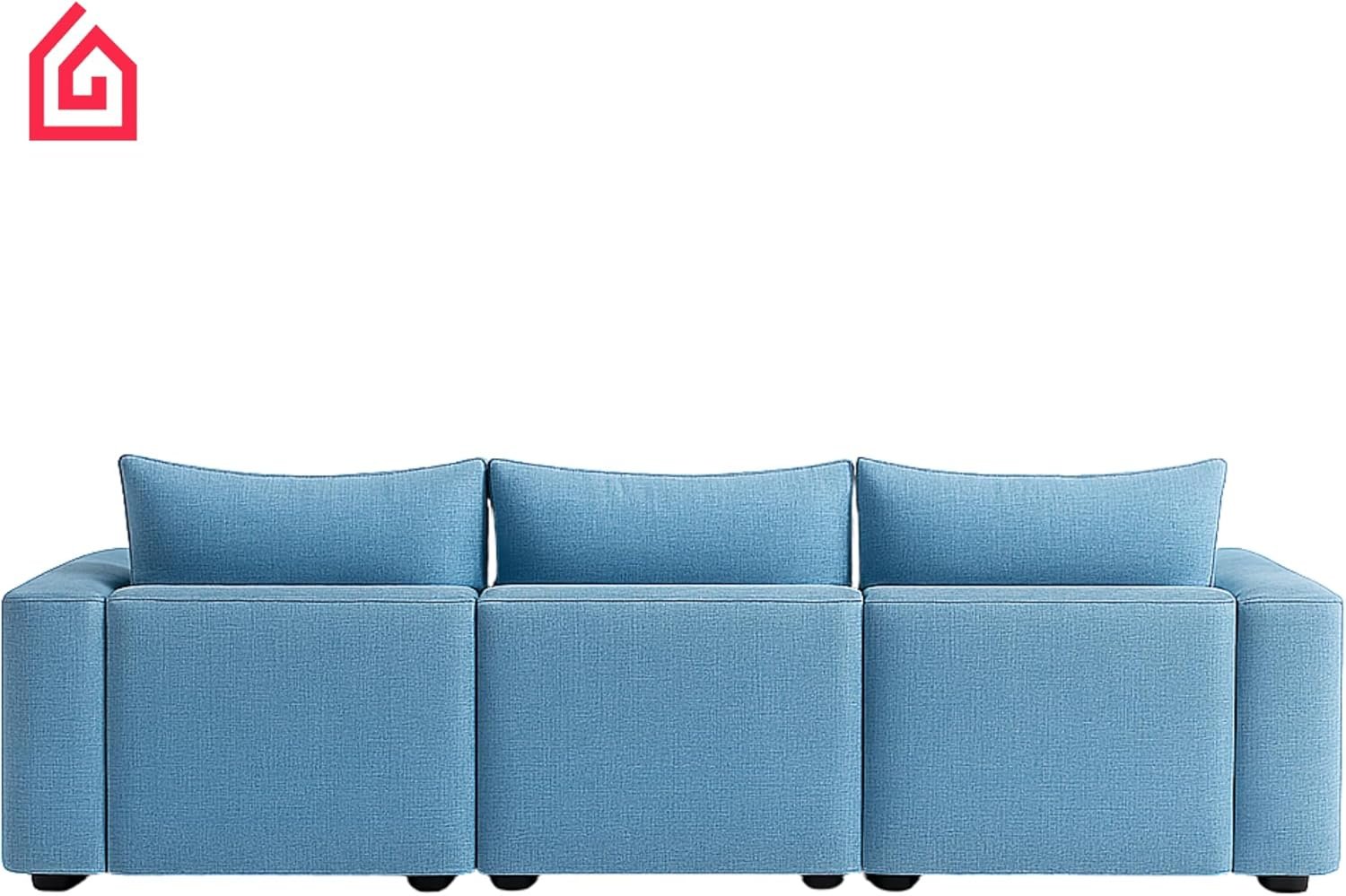 Karnak Rabia 3 Seater Sectional Sofa with Cushions | L-Shaped Sofa | Comfortable Living Room Furniture | Modern Balcony Sofa with Pillows (Camel Beige) - Image 34