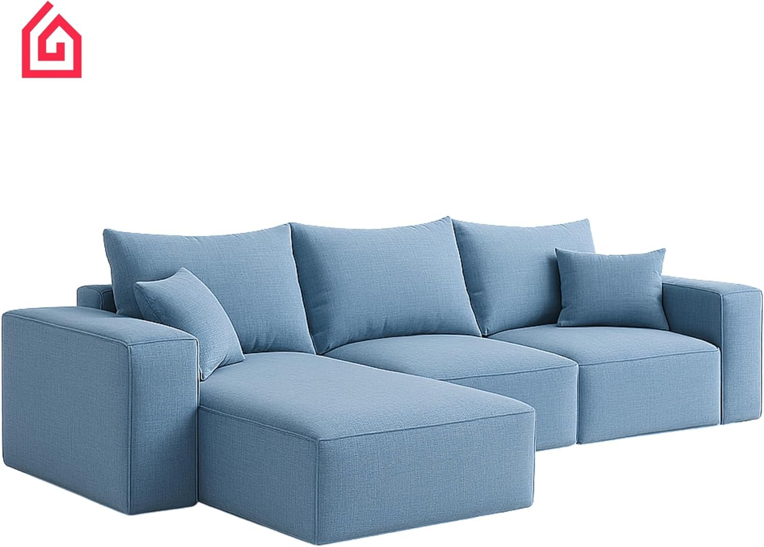 Karnak Rabia 3 Seater Sectional Sofa with Cushions | L-Shaped Sofa | Comfortable Living Room Furniture | Modern Balcony Sofa with Pillows (Camel Beige) - Image 36