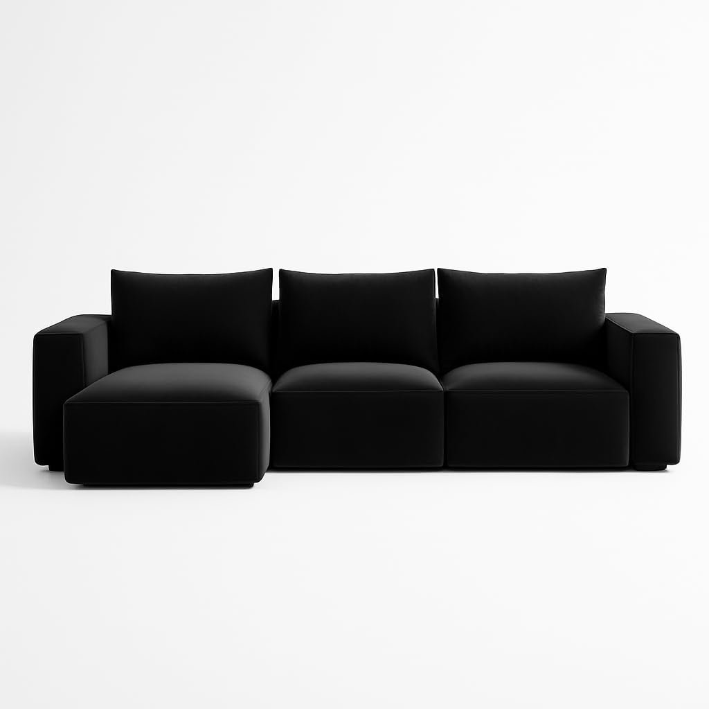 Karnak Rabia 3 Seater Sectional Sofa with Cushions | L-Shaped Sofa | Comfortable Living Room Furniture | Modern Balcony Sofa with Pillows (Camel Beige) - Image 40