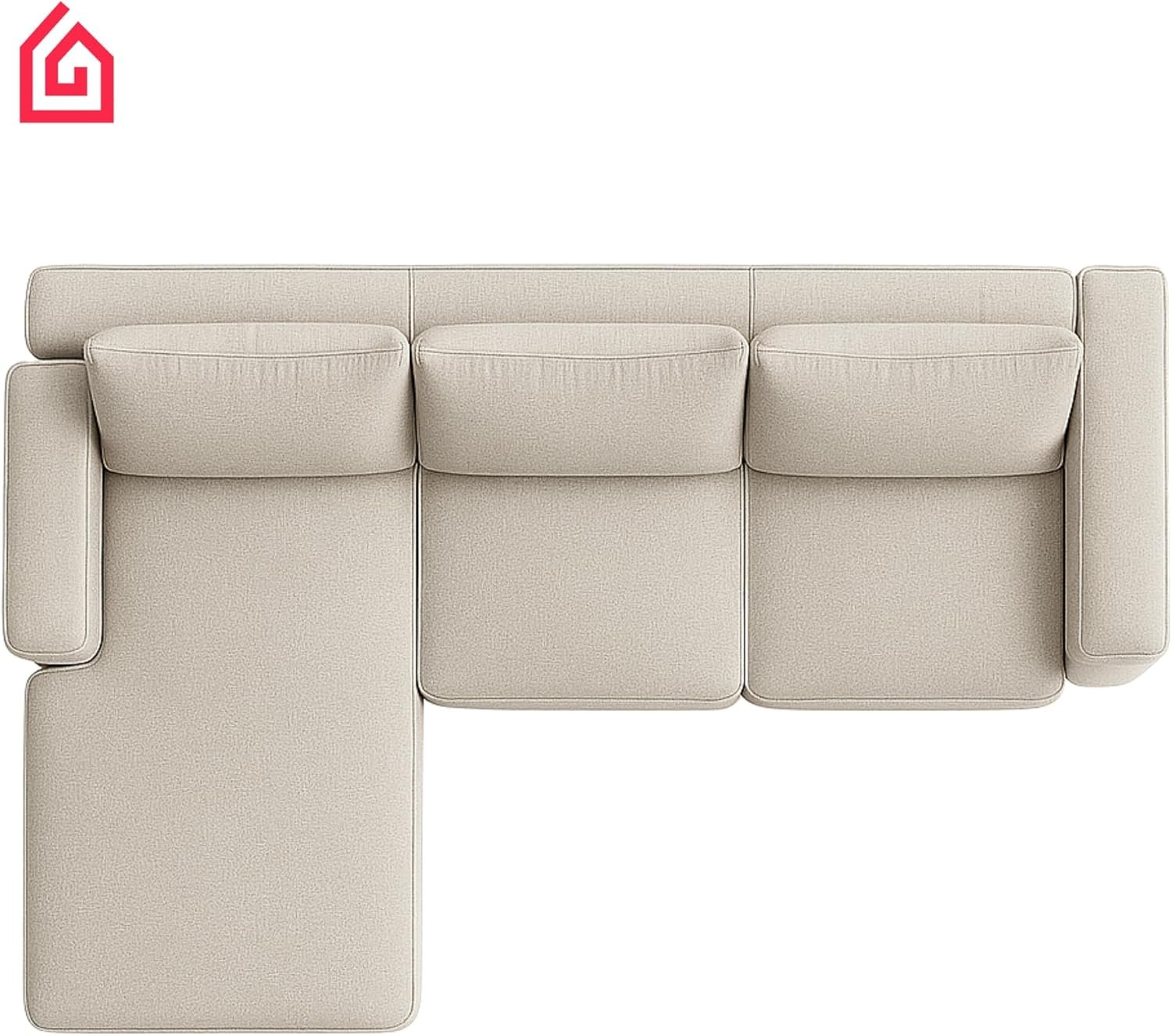 Karnak Rabia 3 Seater Sectional Sofa with Cushions | L-Shaped Sofa | Comfortable Living Room Furniture | Modern Balcony Sofa with Pillows (Camel Beige) - Image 49