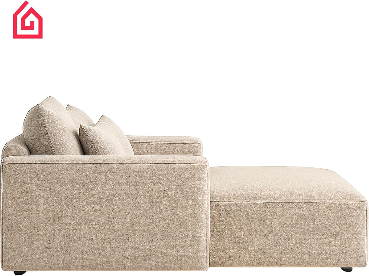 Karnak Rabia 3 Seater Sectional Sofa with Cushions | L-Shaped Sofa | Comfortable Living Room Furniture | Modern Balcony Sofa with Pillows (Camel Beige) - Image 51