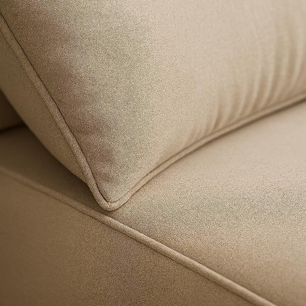 Karnak Rabia 3 Seater Sectional Sofa with Cushions | L-Shaped Sofa | Comfortable Living Room Furniture | Modern Balcony Sofa with Pillows (Camel Beige) - Image 55
