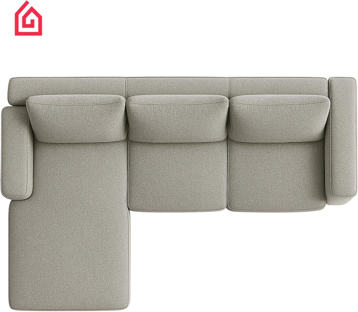 Karnak Rabia 3 Seater Sectional Sofa with Cushions | L-Shaped Sofa | Comfortable Living Room Furniture | Modern Balcony Sofa with Pillows (Camel Beige) - Image 57