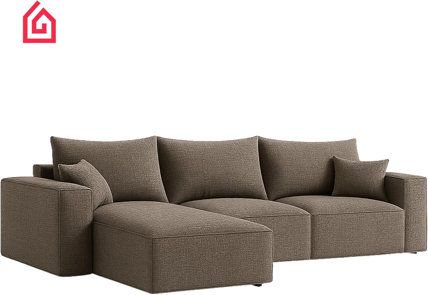 Karnak Rabia 3 Seater Sectional Sofa with Cushions | L-Shaped Sofa | Comfortable Living Room Furniture | Modern Balcony Sofa with Pillows (Camel Beige) - Image 60