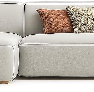 Karnak Chelsea L Shaped Sofa | Velvet Upholstery Contemporary Sofa | Convertible Sectional Sofa with Interchangeable Chaise, Modern Space-Saving Living Room Furniture (Grey)