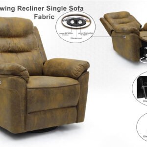 Karnak Admiral Electric Swing Recliner Fabric Sofa - Golden
