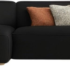 Karnak Chelsea L Shaped Sofa | Velvet Upholstery Contemporary Sofa | Convertible Sectional Sofa with Interchangeable Chaise, Modern Space-Saving Living Room Furniture (Black)