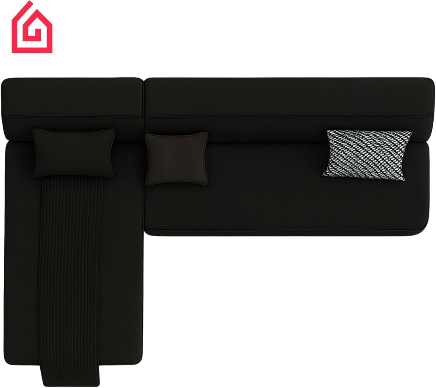 Karnak Chelsea L Shaped Sofa | Velvet Upholstery Contemporary Sofa | Convertible Sectional Sofa with Interchangeable Chaise, Modern Space-Saving Living Room Furniture (Black) - Image 2