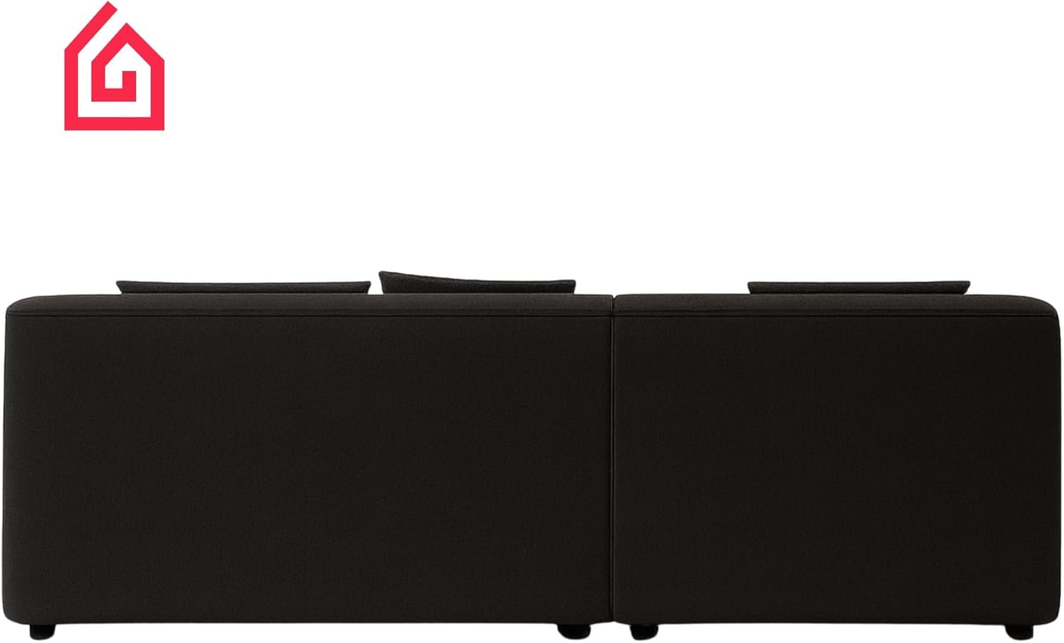 Karnak Chelsea L Shaped Sofa | Velvet Upholstery Contemporary Sofa | Convertible Sectional Sofa with Interchangeable Chaise, Modern Space-Saving Living Room Furniture (Black) - Image 3