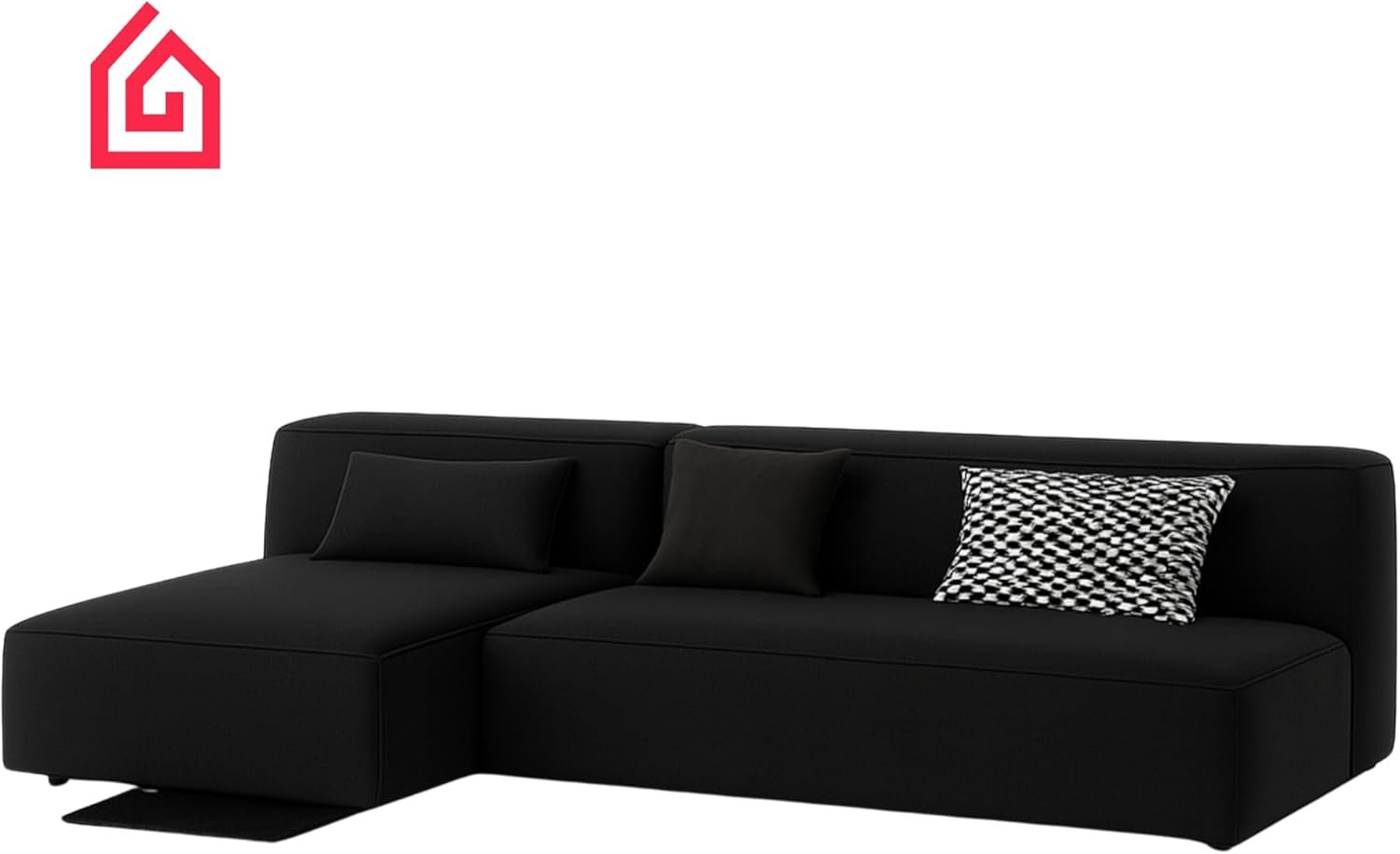 Karnak Chelsea L Shaped Sofa | Velvet Upholstery Contemporary Sofa | Convertible Sectional Sofa with Interchangeable Chaise, Modern Space-Saving Living Room Furniture (Black) - Image 4