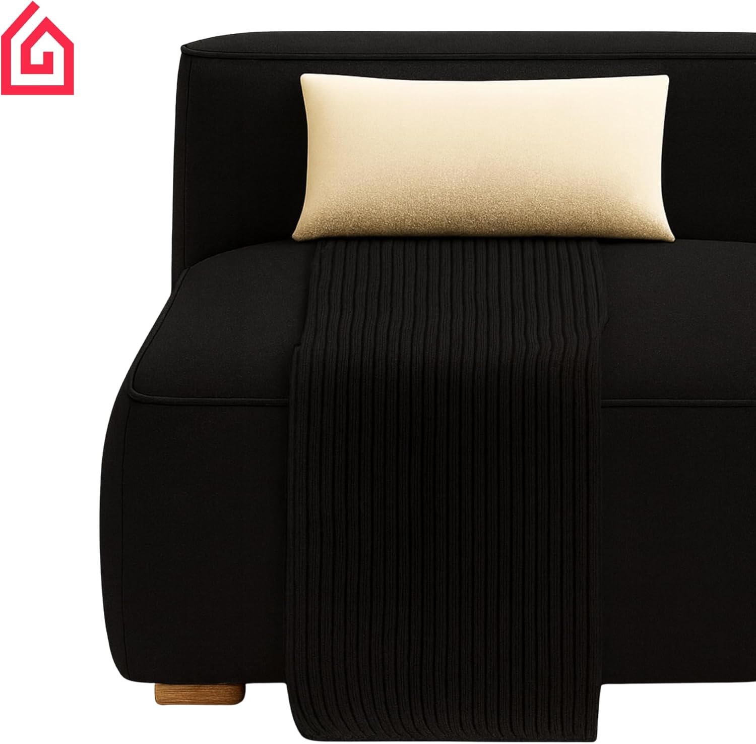 Karnak Chelsea L Shaped Sofa | Velvet Upholstery Contemporary Sofa | Convertible Sectional Sofa with Interchangeable Chaise, Modern Space-Saving Living Room Furniture (Black) - Image 5