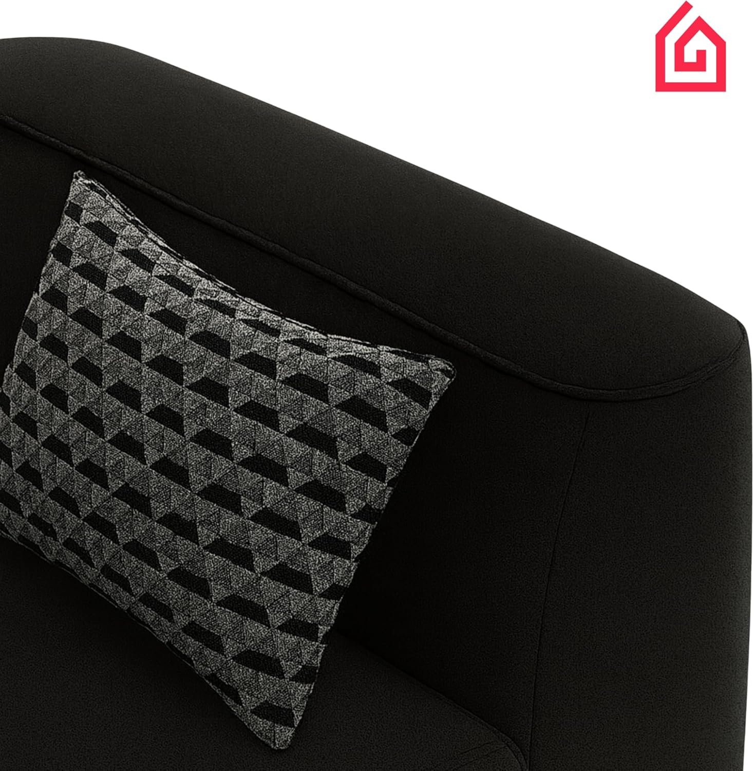 Karnak Chelsea L Shaped Sofa | Velvet Upholstery Contemporary Sofa | Convertible Sectional Sofa with Interchangeable Chaise, Modern Space-Saving Living Room Furniture (Black) - Image 6